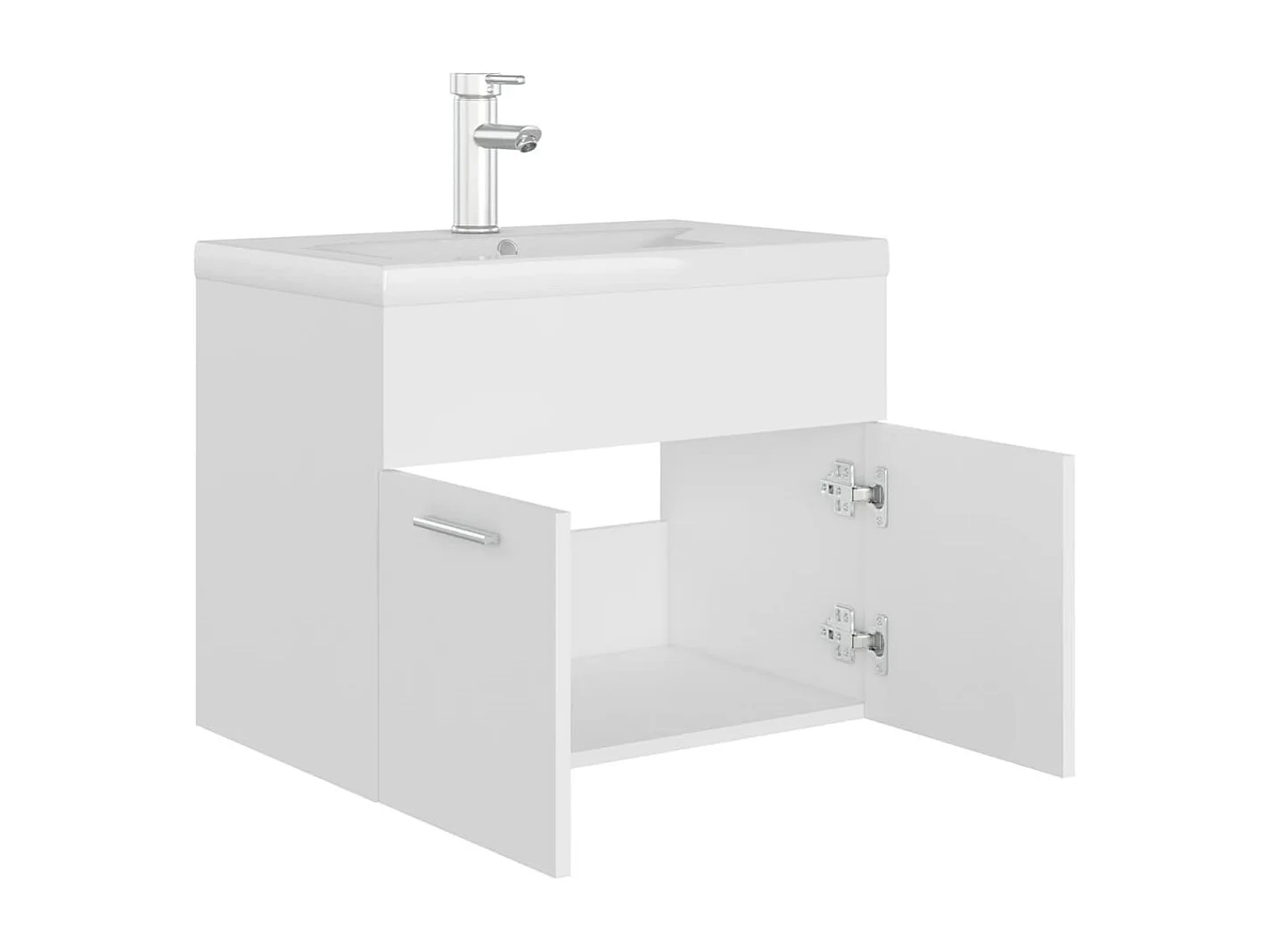 Armoire d'évier avec lavabo intégré Blanc Aggloméré