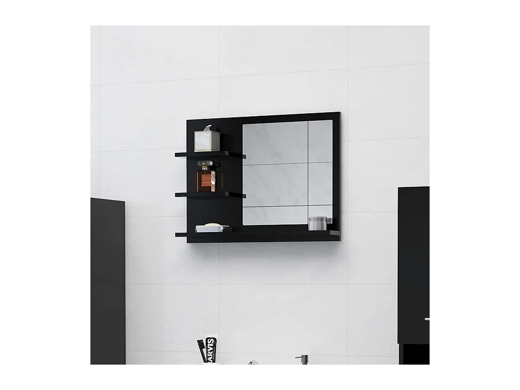 Miroir de salle de bain noir 60x10,5x45 cm bois d’ingénierie