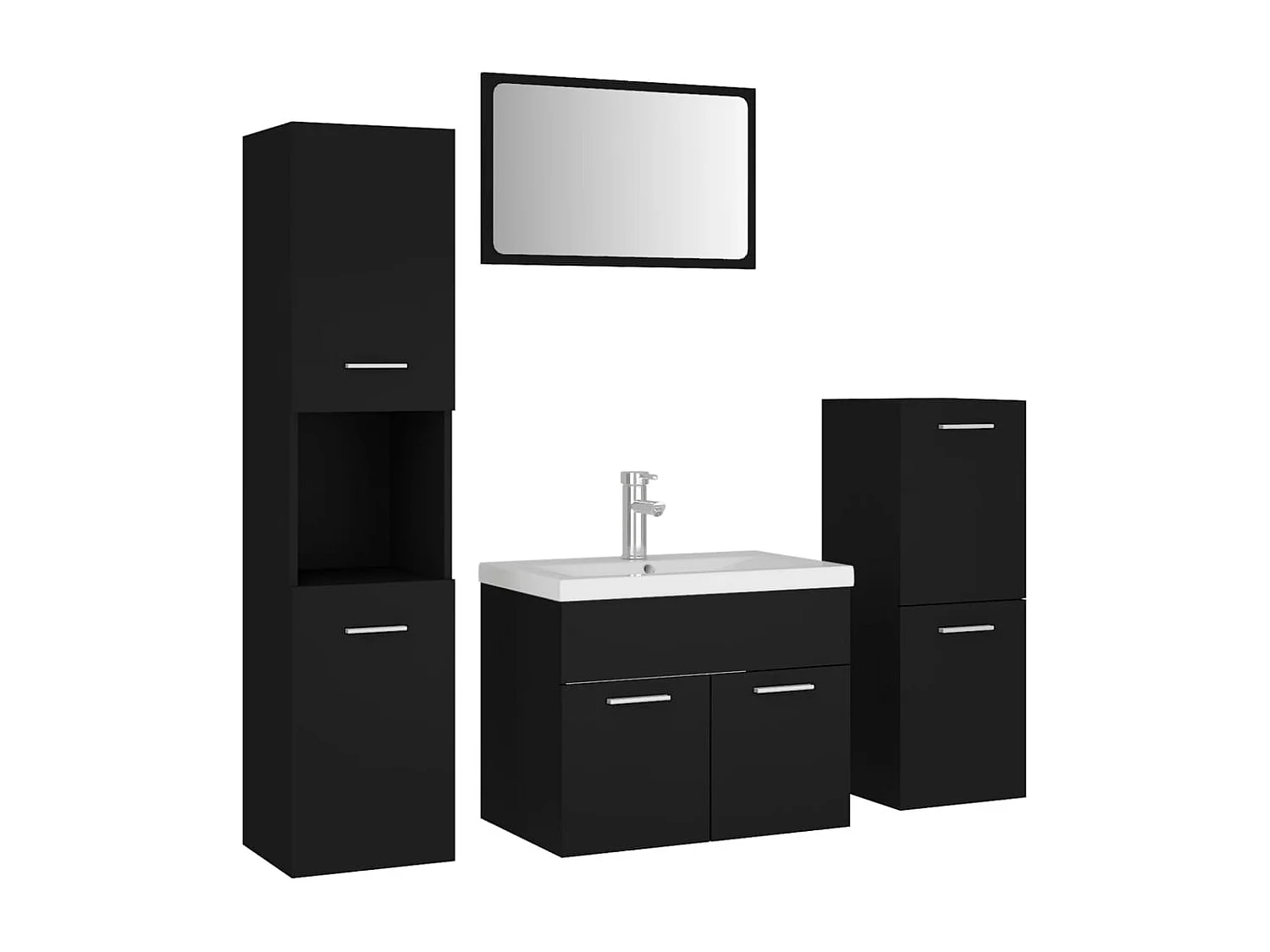 Ensemble de meubles de salle de bain Noir Aggloméré