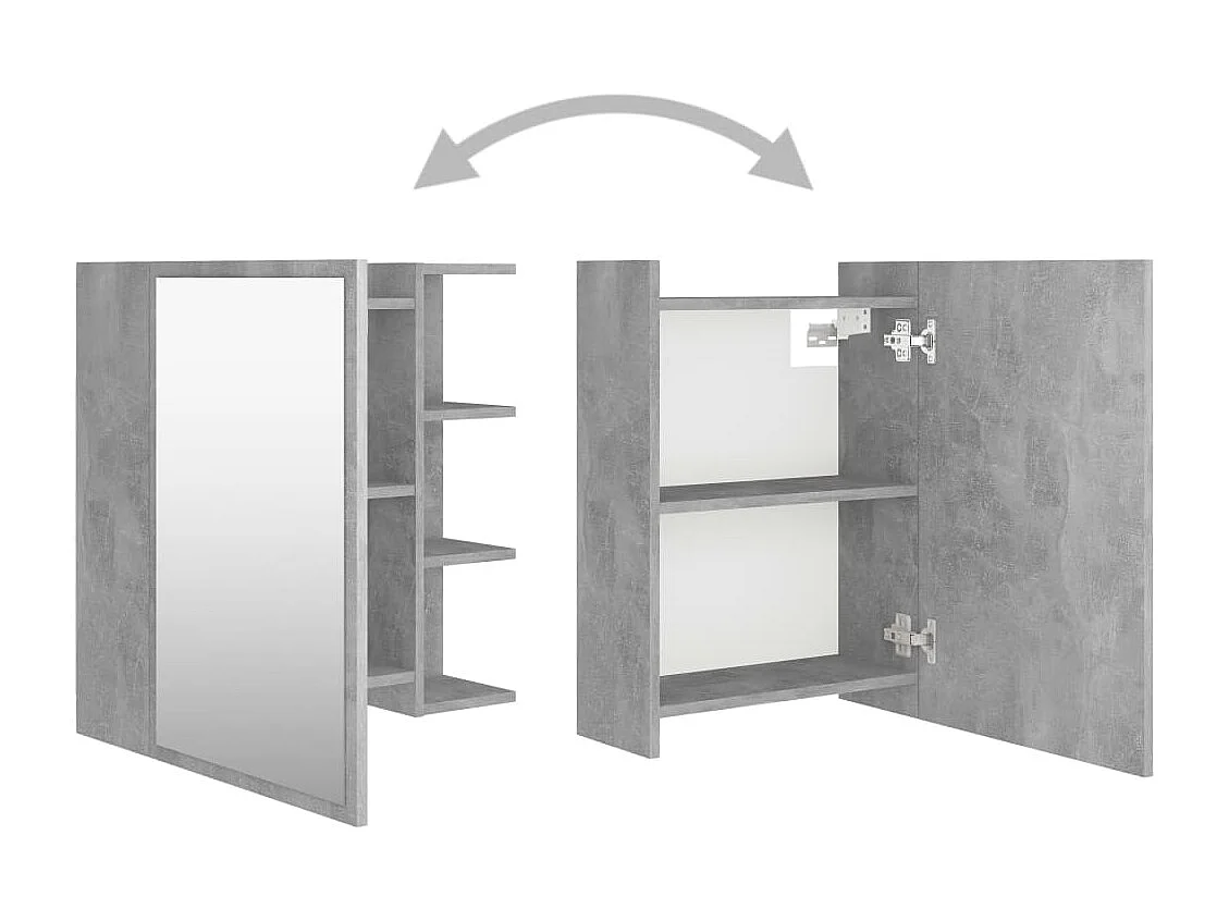 Armoire à miroir de salle de bain Gris béton Bois d’ingénierie