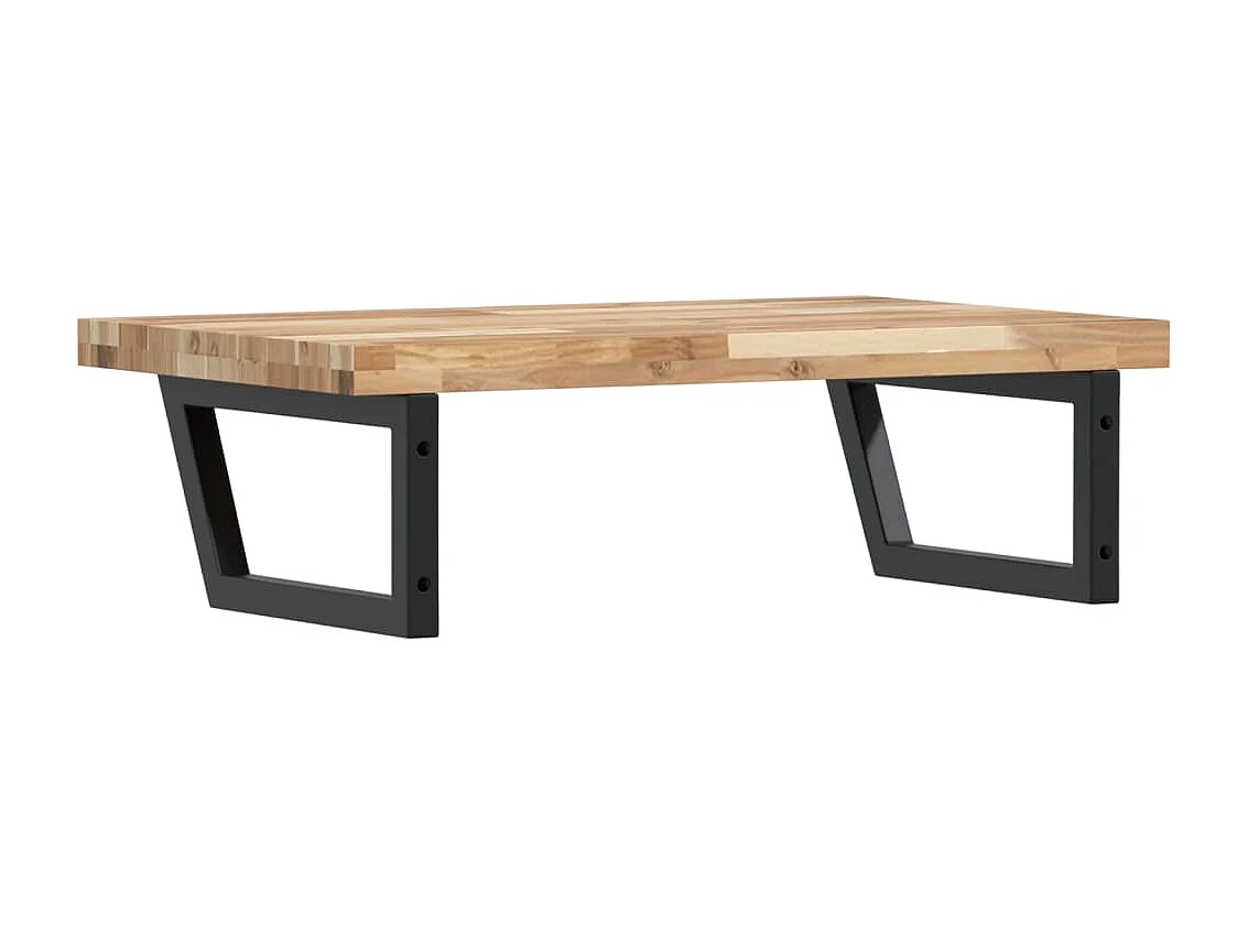 Ripiano a Parete per Lavabo in Acciaio e Massello di Acacia