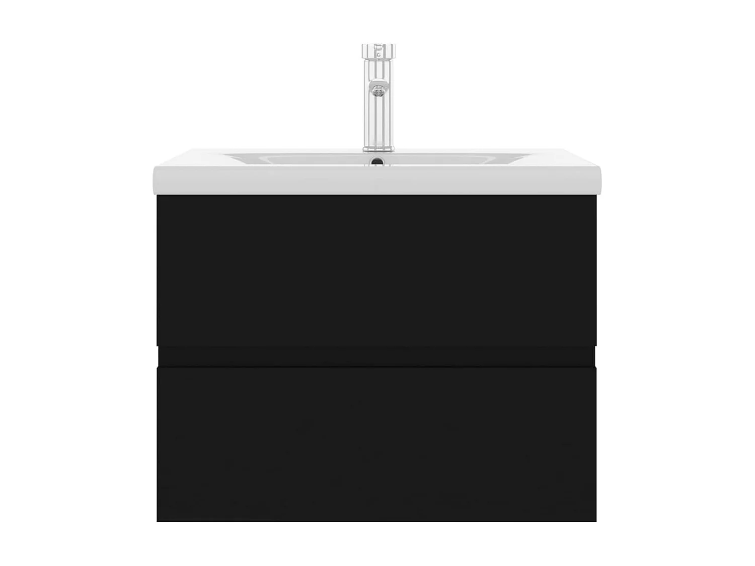 Waschbeckenunterschrank mit Einbaubecken Schwarz Holzwerkstoff