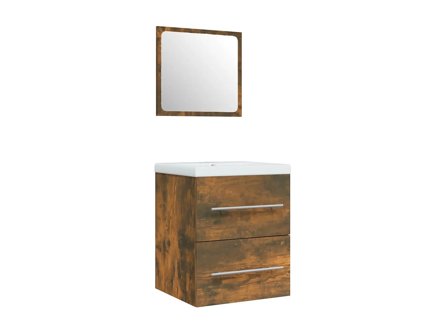 Meuble lavabo avec bassin intégré Chêne fumé Bois d'ingénierie