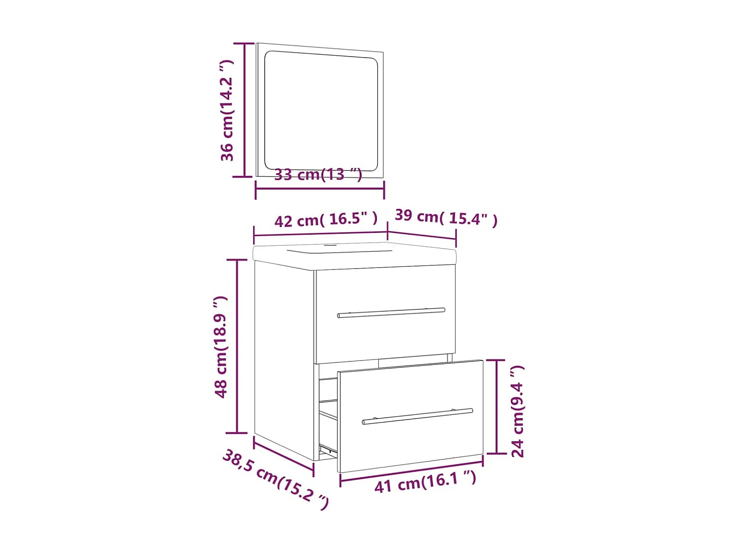 Meuble lavabo avec bassin intégré Chêne fumé Bois d'ingénierie