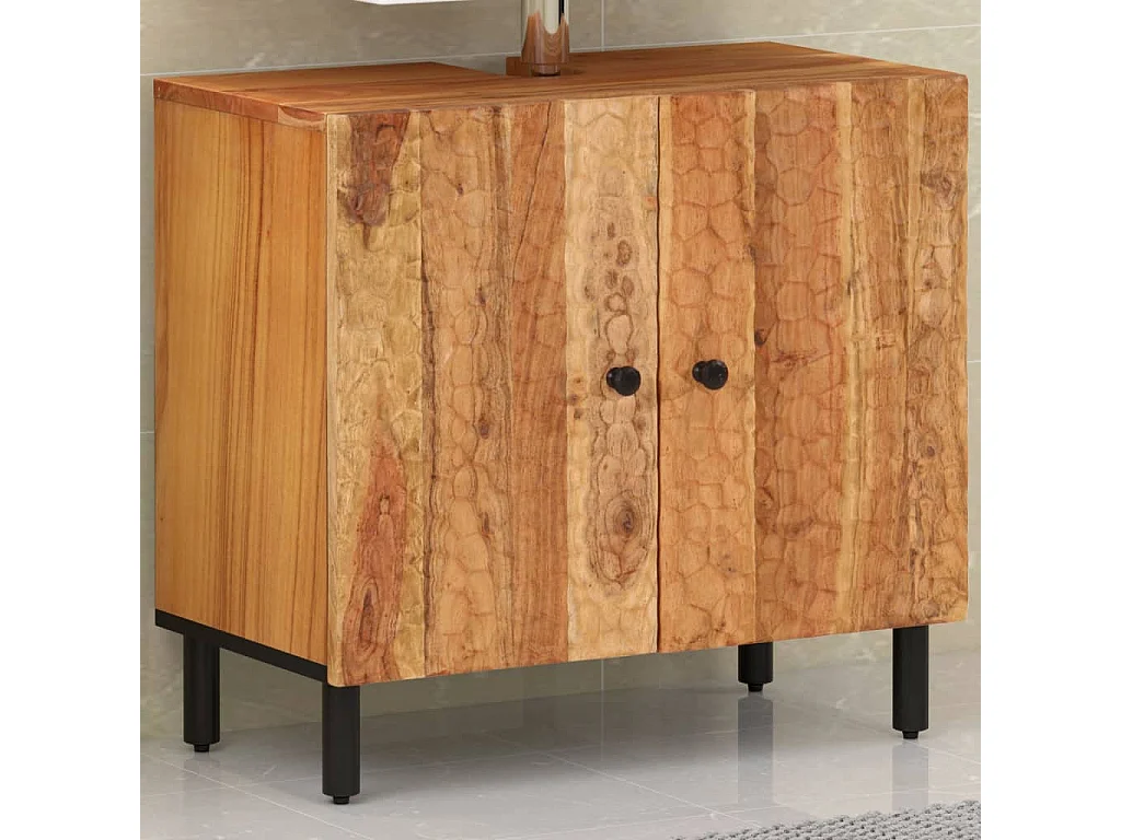Armario de lavabo para baño madera maciza de acacia 62x33x58 cm