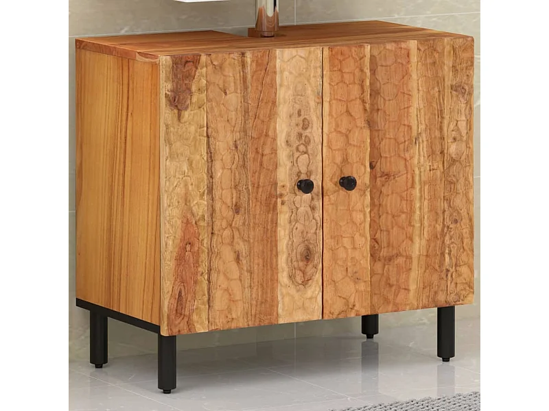 Armario de lavabo para baño madera maciza de acacia 62x33x58 cm