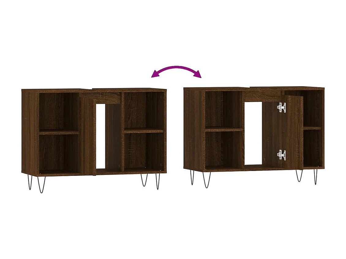 Armoire salle de bain chêne marron 80x33x60cm bois d'ingénierie