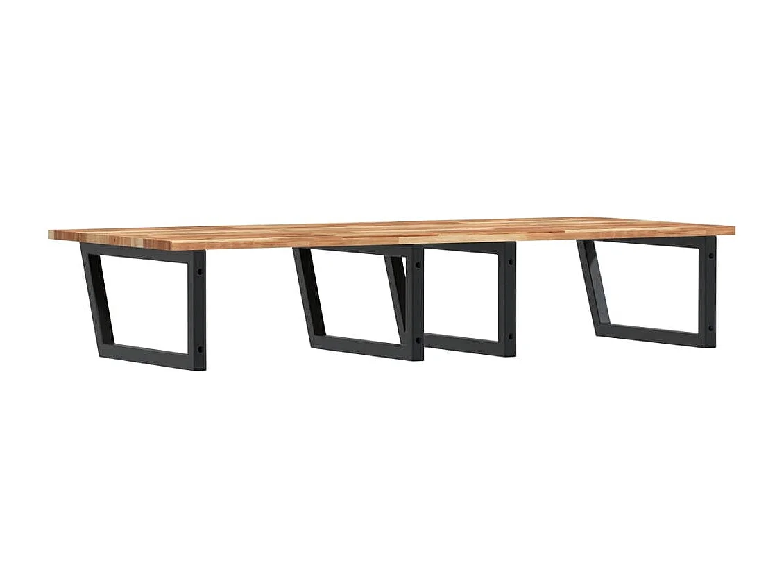 Ripiano a Parete per Lavabo in Acciaio e Massello di Acacia