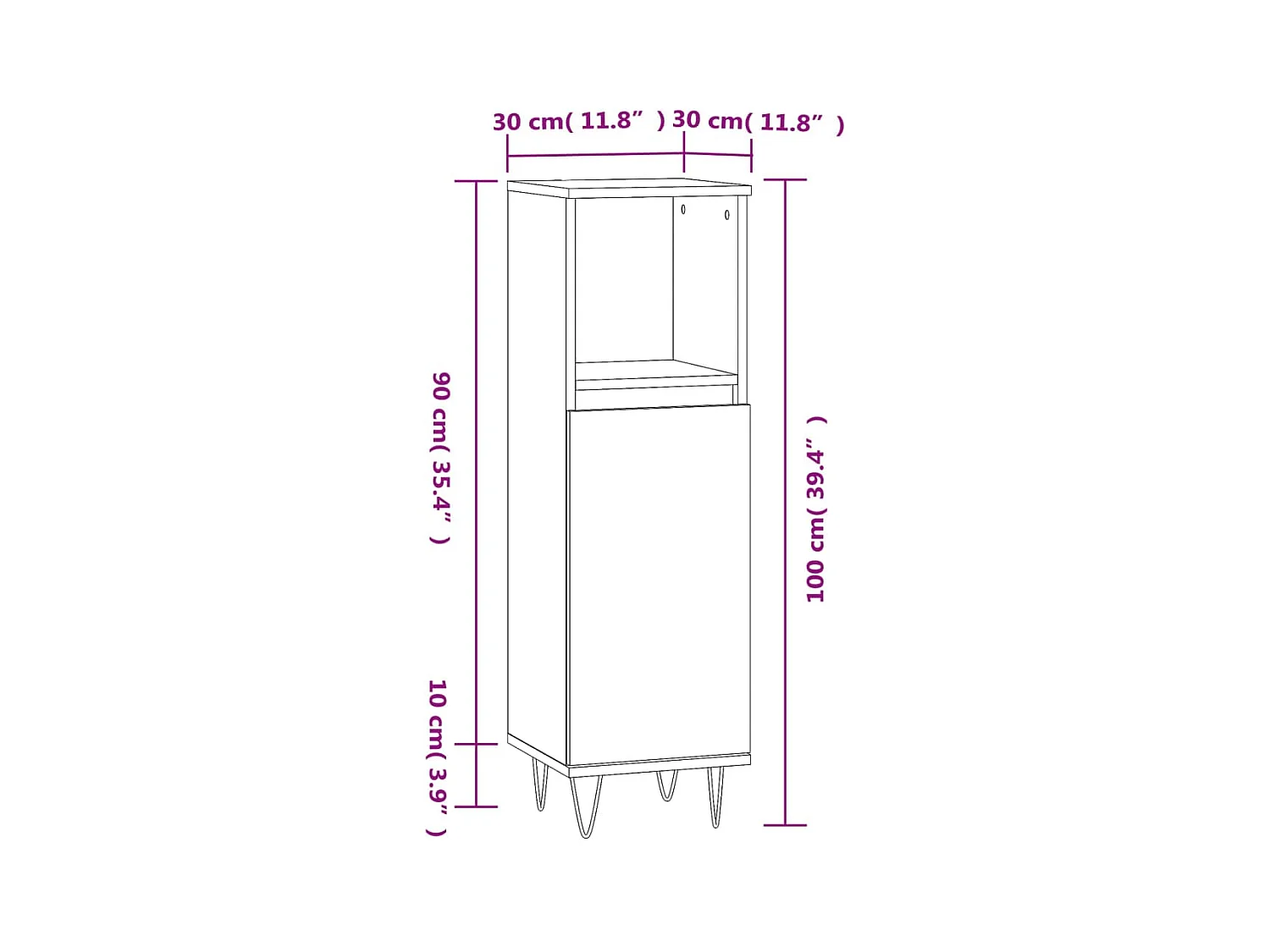 Armoire de bain chêne marron 30x30x100 cm bois d'ingénierie