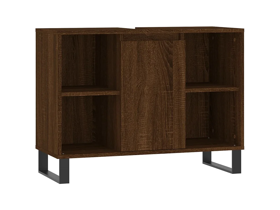 Armadietto Bagno Rovere Marrone 80x33x60cm in Legno Multistrato