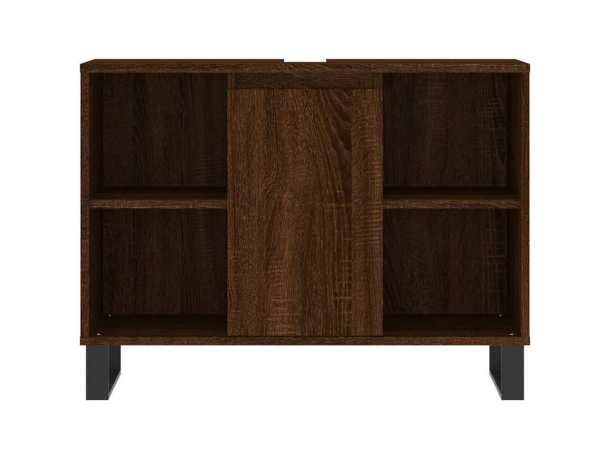 Armadietto Bagno Rovere Marrone 80x33x60cm in Legno Multistrato