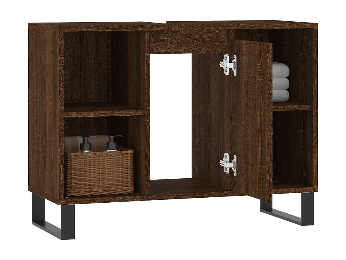 Armoire salle de bain chêne marron 80x33x60cm bois d'ingénierie
