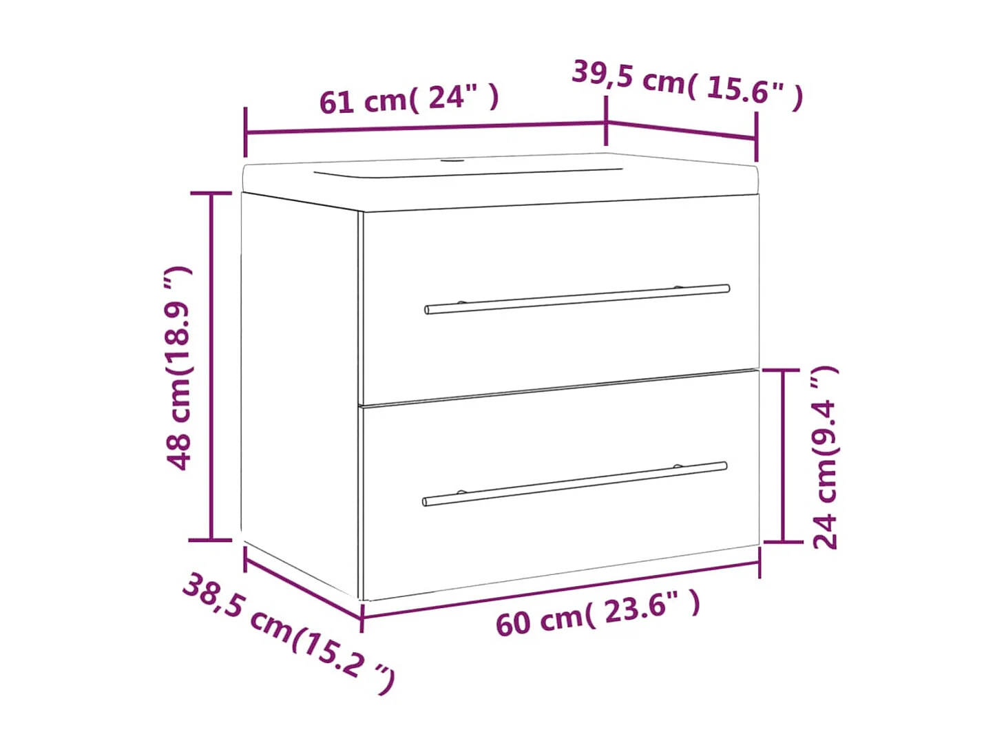 Armário c/ lavatório embutido derivados madeira carvalho fumado
