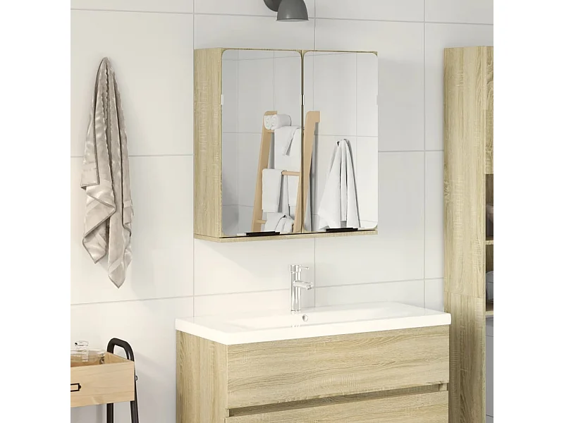 Badkamerspiegelkast 64,5x20x66,5 cm bewerkt hout sonoma eiken