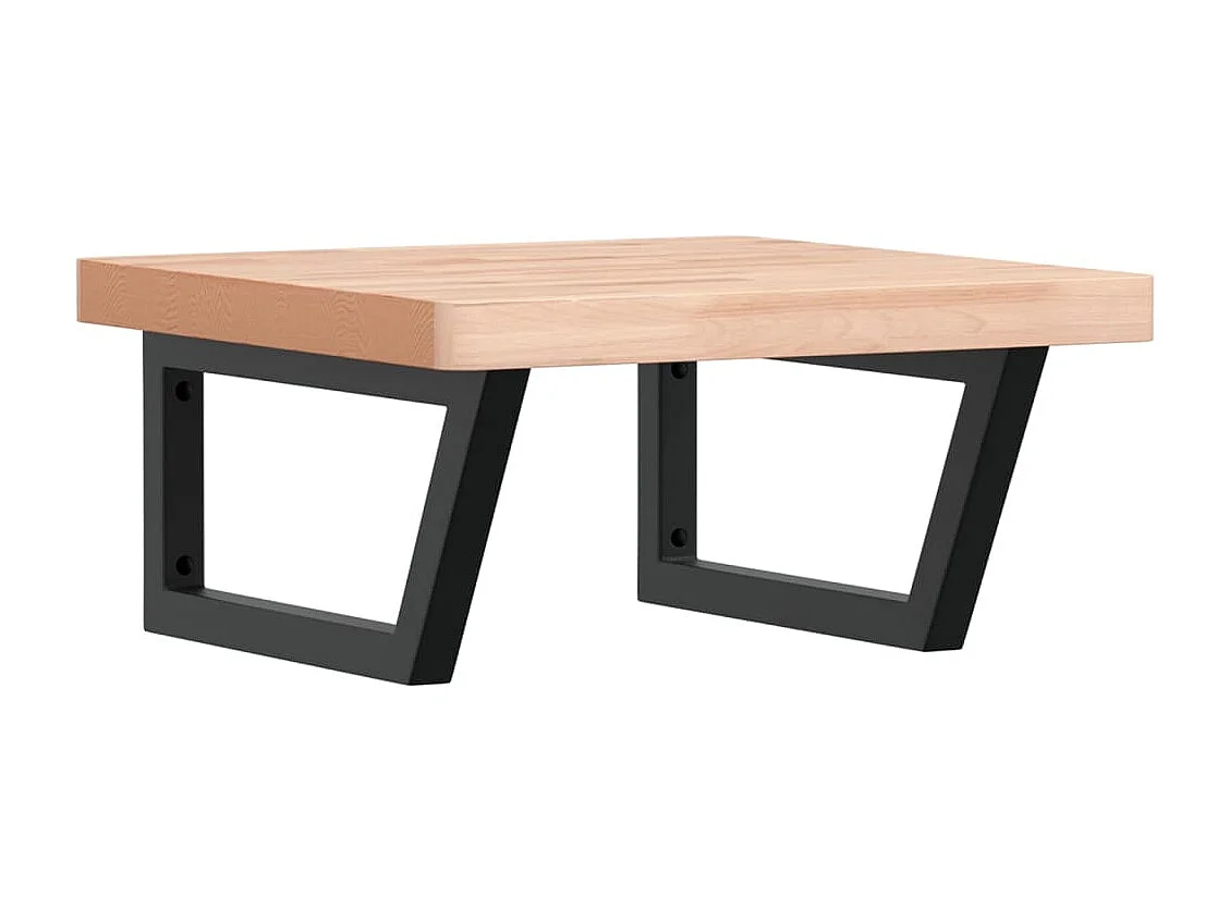 Waschbeckenregal Wandmontage Stahl und Massivholz Buche