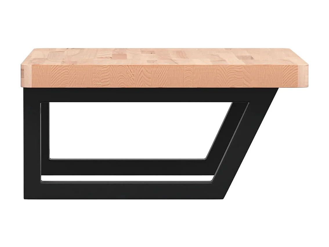 Waschbeckenregal Wandmontage Stahl und Massivholz Buche