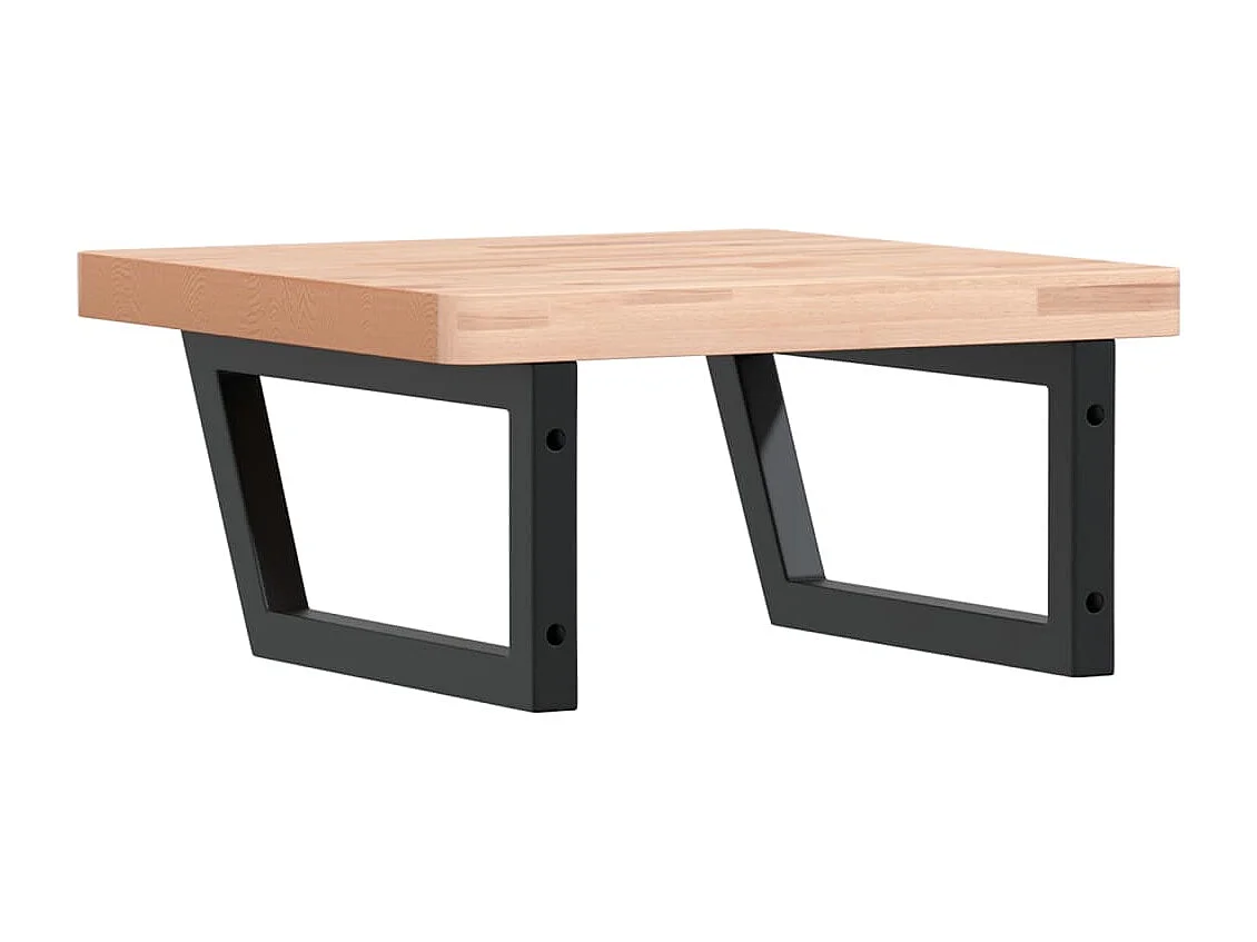 Waschbeckenregal Wandmontage Stahl und Massivholz Buche