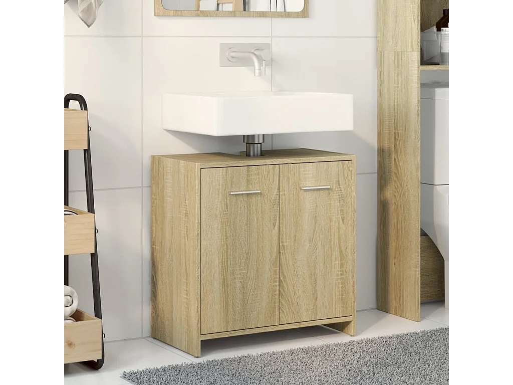 Armário para pia de banheiro em carvalho Sonoma 60x33x60 cm