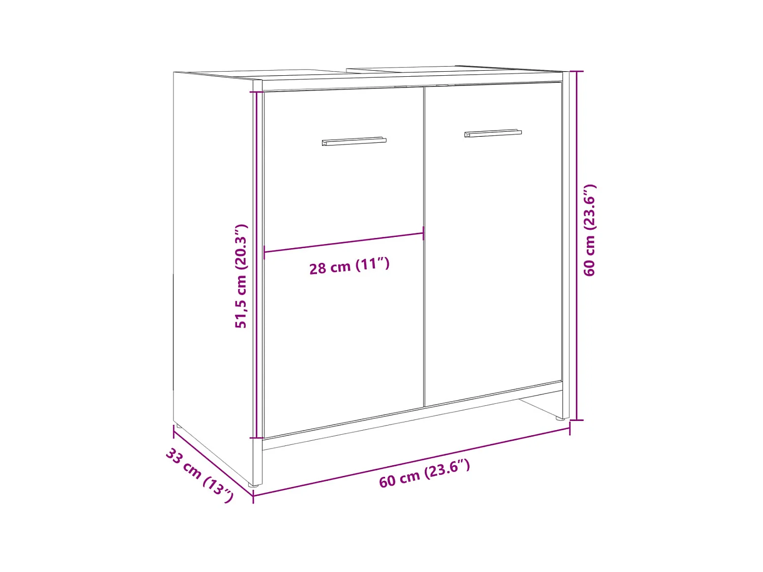 Armoire lavabo de salle de bain chêne sonoma 60x33x60 cm