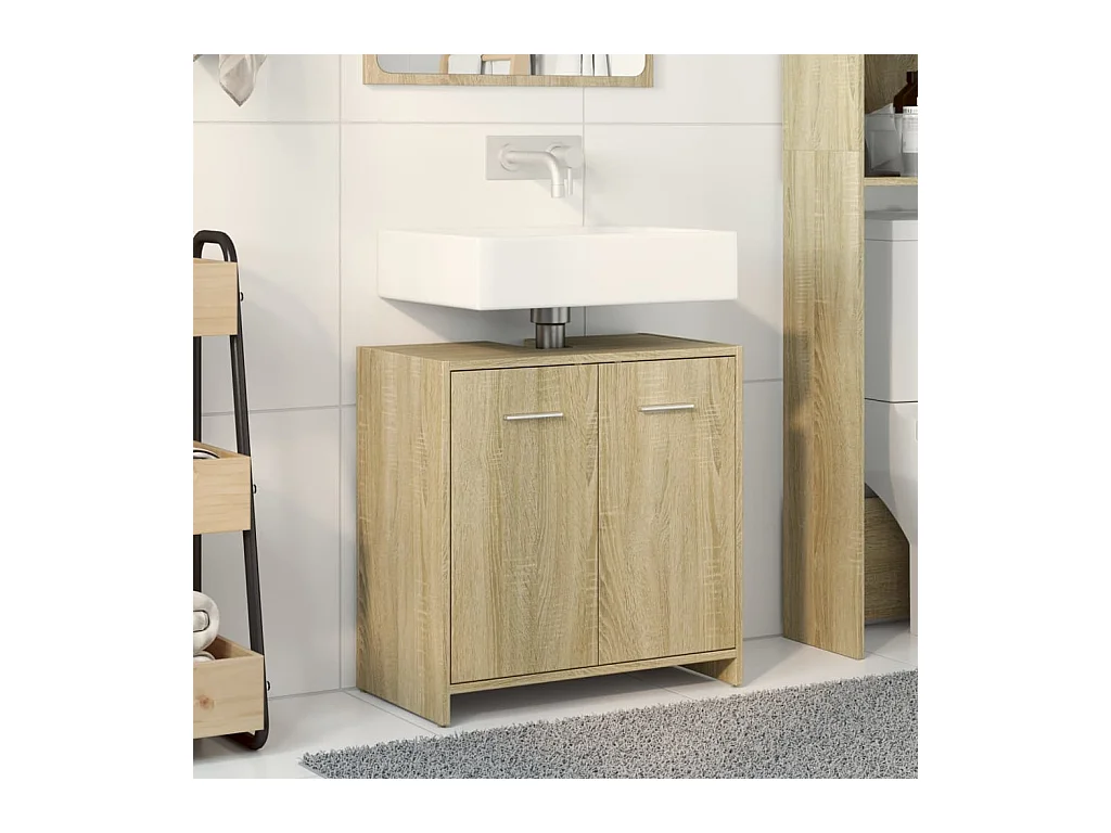 Armoire lavabo de salle de bain chêne sonoma 60x33x60 cm