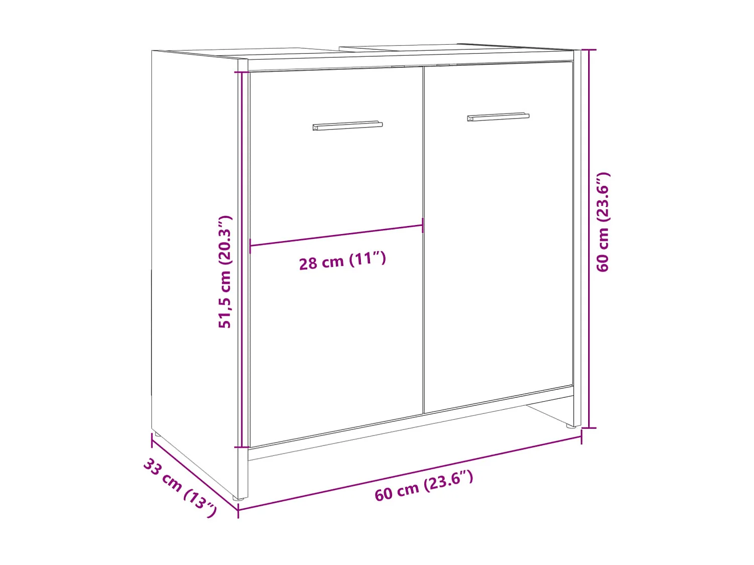 Armoire lavabo de salle de bain chêne sonoma 60x33x60 cm