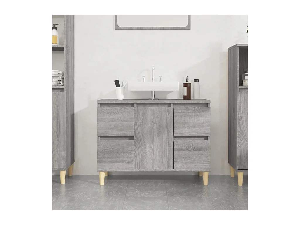 Mobile Lavabo Grigio Sonoma 80x33x60 cm in Legno Multistrato