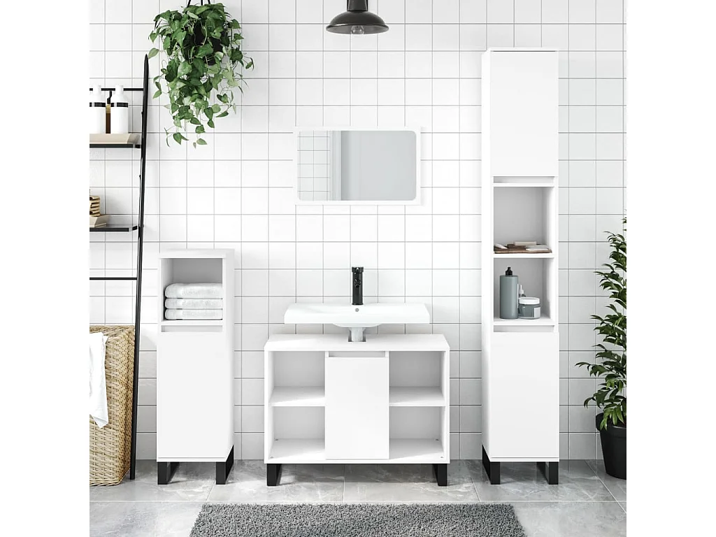 Mueble de baño madera de ingeniería blanco 80x33x60 cm