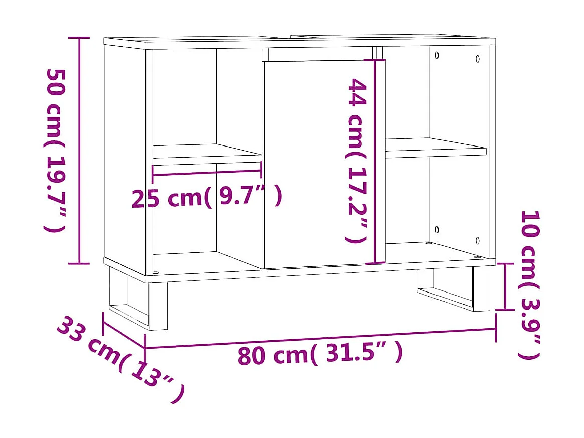Mueble de baño madera de ingeniería blanco 80x33x60 cm
