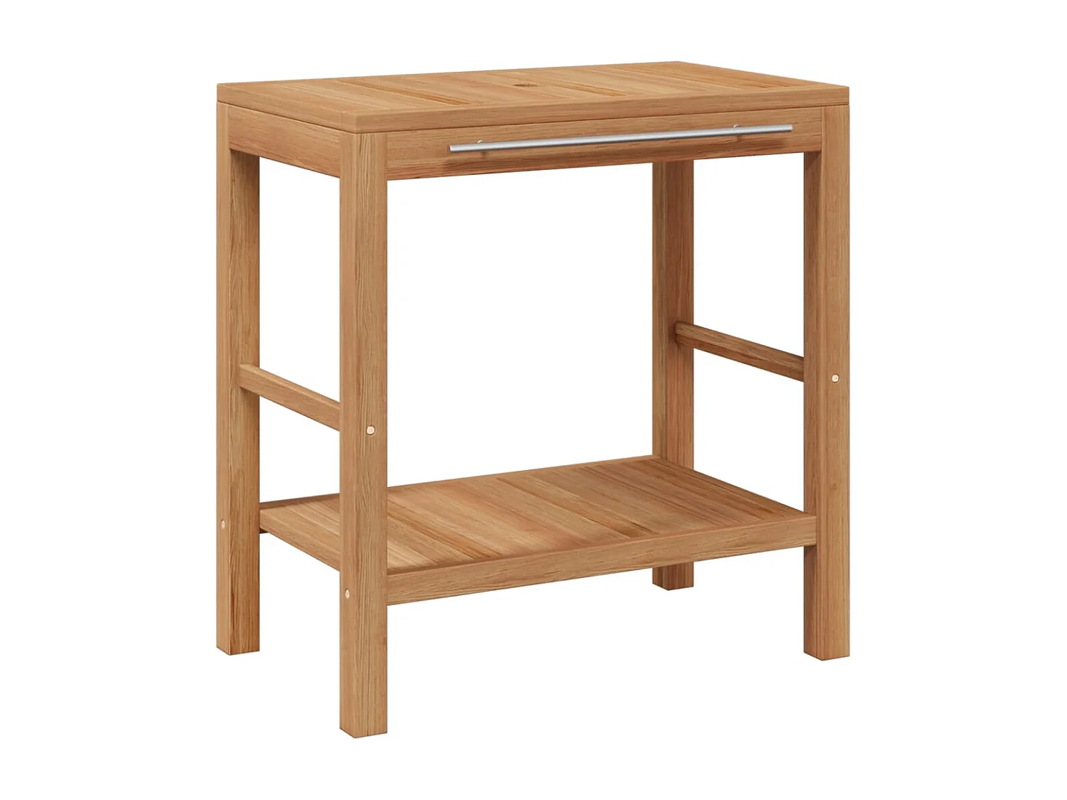 Waschtisch Massivholz Teak mit Waschbecken aus Flussstein