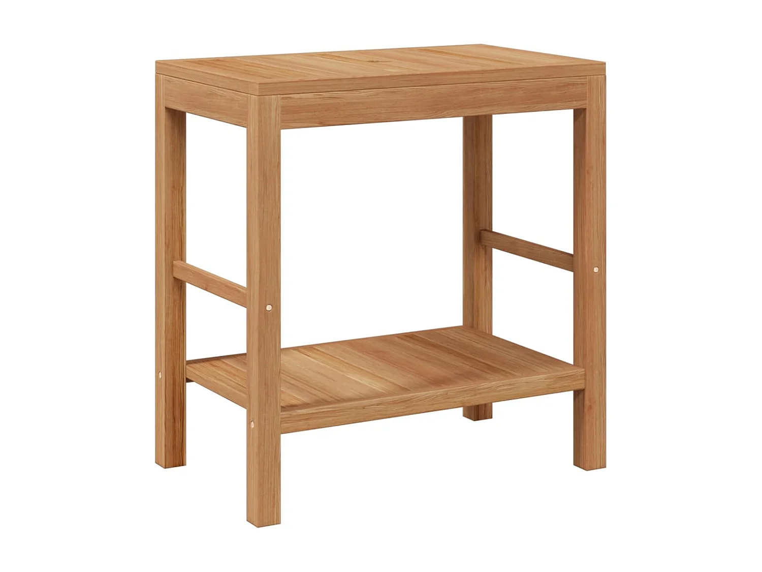 Waschtisch Massivholz Teak mit Waschbecken aus Flussstein