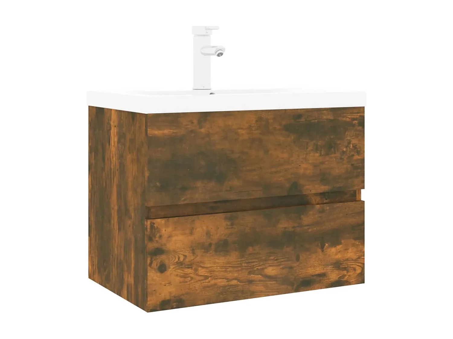 Meuble lavabo avec bassin intégré Chêne fumé Bois d'ingénierie