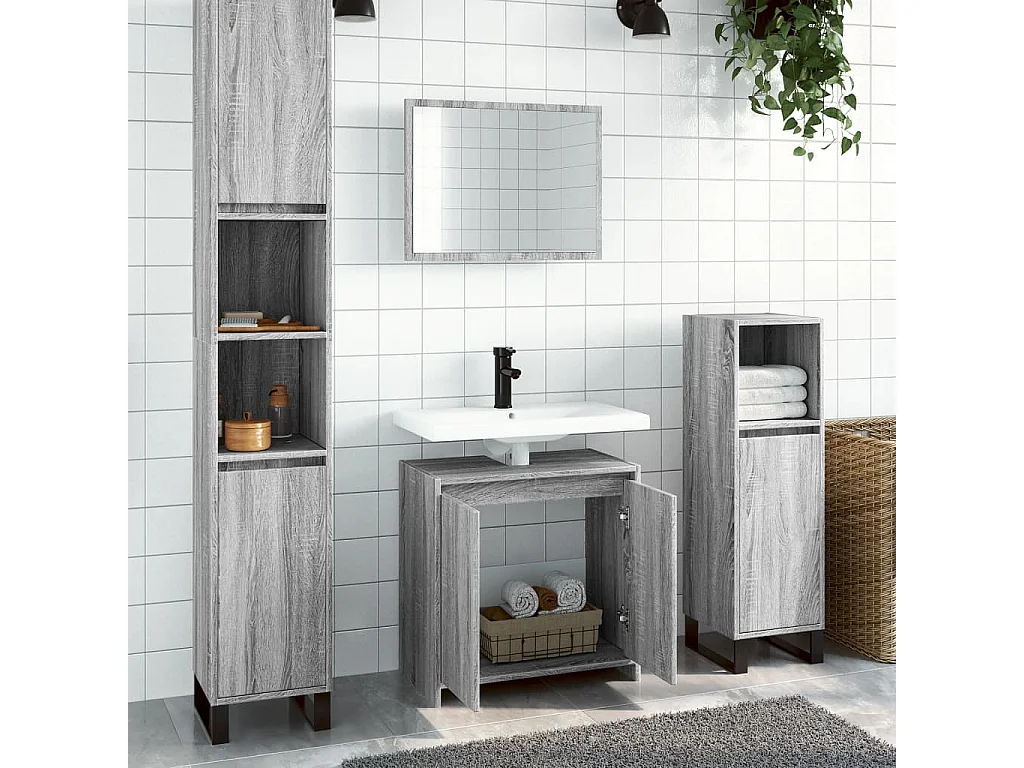 Juego de tocador de baño de 2 piezas Sonoma gris