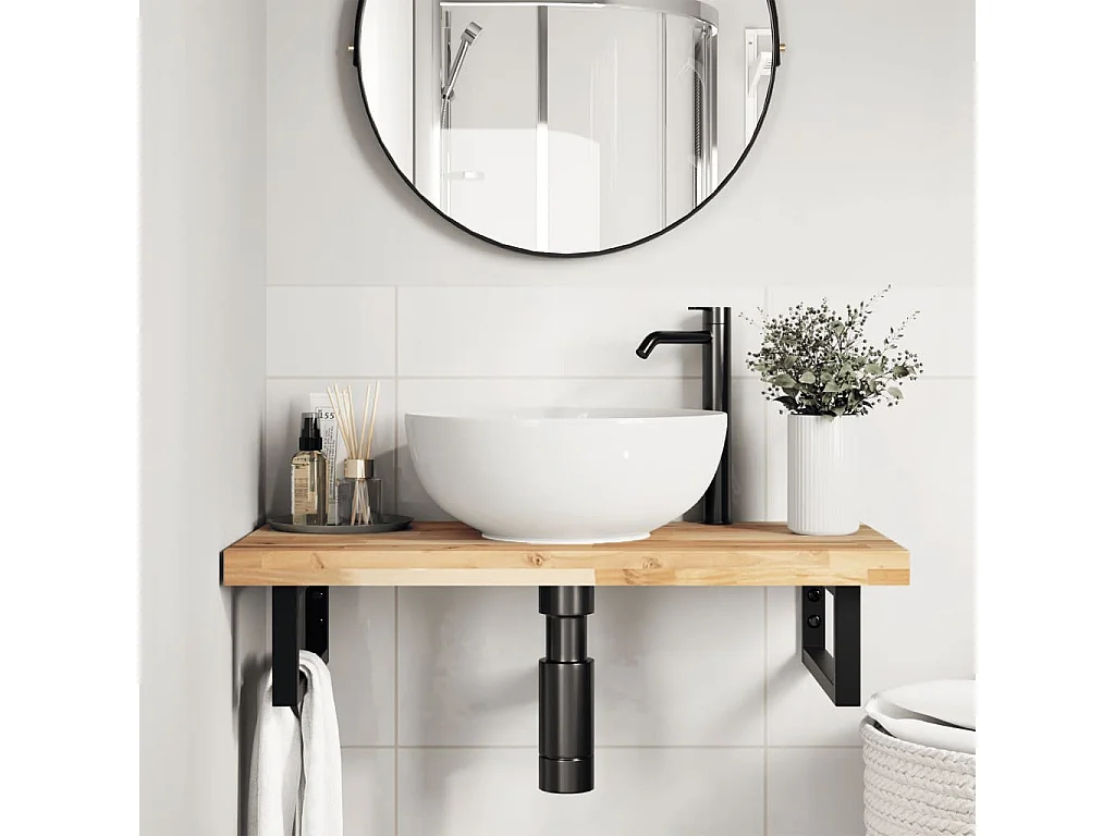 Encimera tocador baño madera maciza acacia sin tratar 60x40x4cm