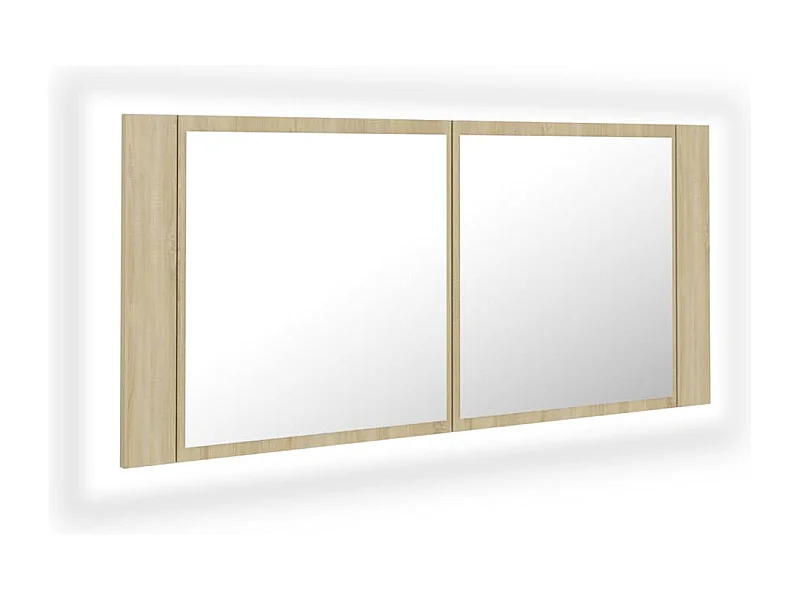 Armadietto a Specchio con Luci LED Rovere Sonoma in Acrilico