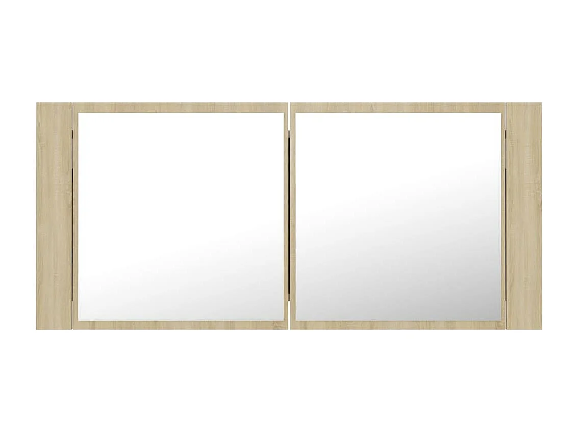 Armario espejo de baño LED acrílico roble Sonoma 100x12x45 cm