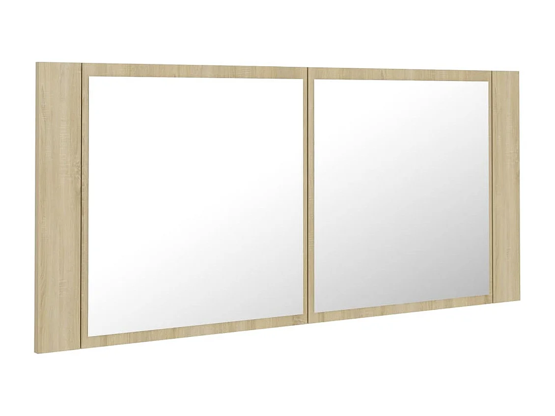 Armario espejo de baño LED acrílico roble Sonoma 100x12x45 cm