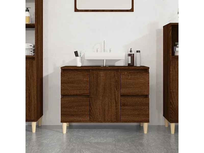 Waschbeckenunterschrank Braun Eichen-Optik 80x33x60 cm