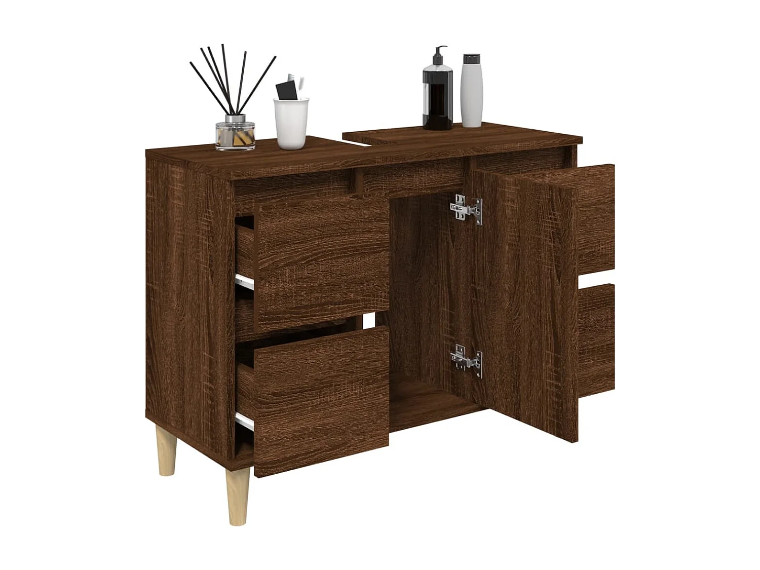 Meuble d'évier chêne marron 80x33x60 cm bois d'ingénierie