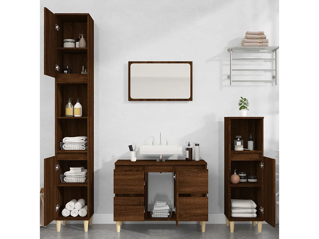 Móvel p/ lavatório 80x33x60 cm deriv. madeira carvalho castanho