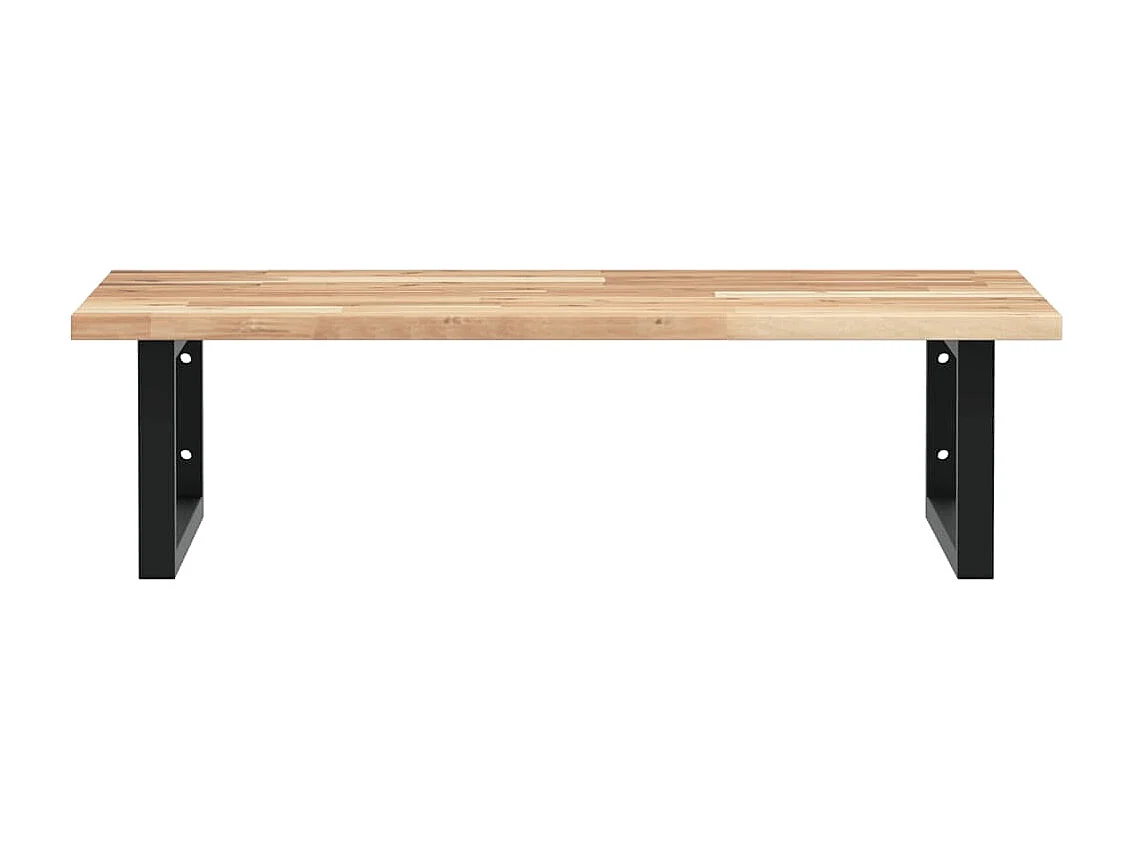 Estante de lavabo de pared acero y madera maciza de acacia