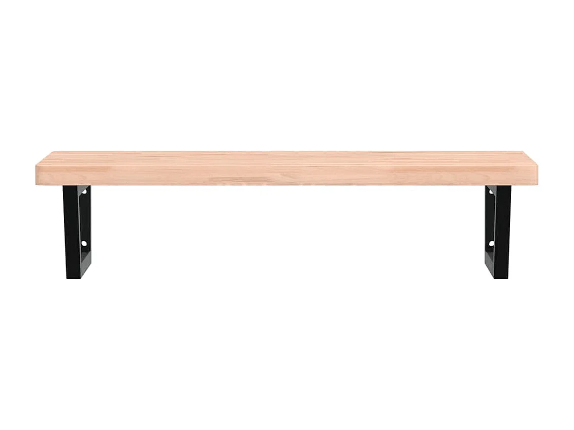 Ripiano a Parete per Lavabo in Acciaio e Massello di Faggio