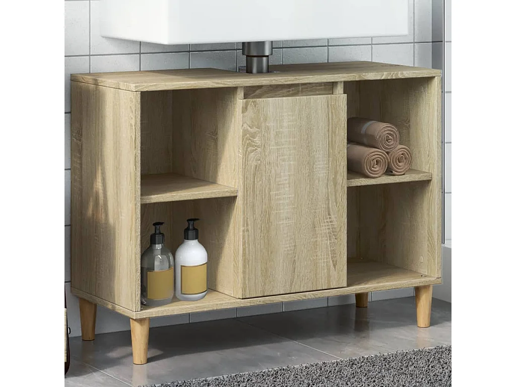 Armoire salle de bain chêne sonoma 80x33x60cm bois d'ingénierie