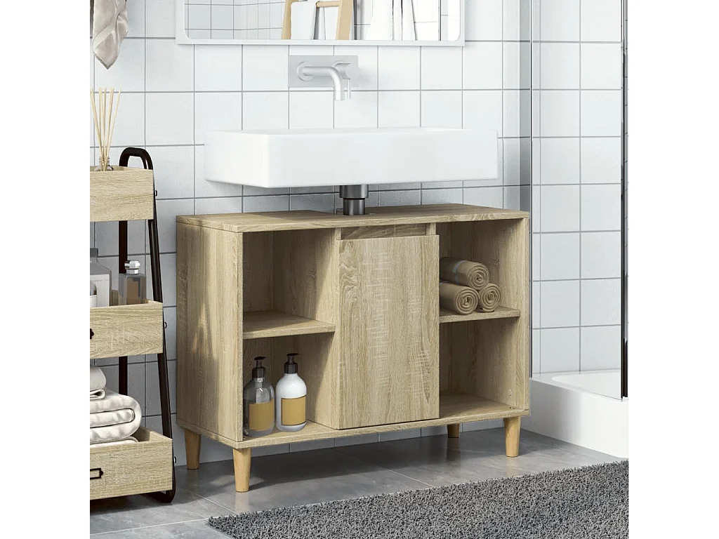 Armoire salle de bain chêne sonoma 80x33x60cm bois d'ingénierie