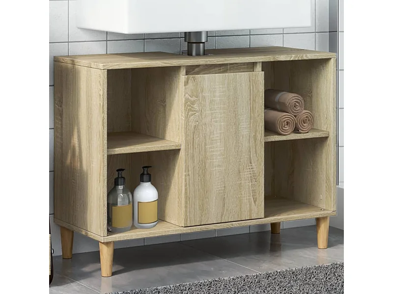 Armoire salle de bain chêne sonoma 80x33x60cm bois d'ingénierie