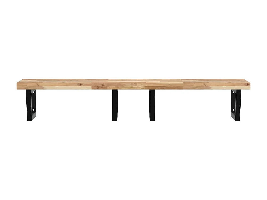 Waschbeckenregal Wandmontage Stahl und Akazienholz