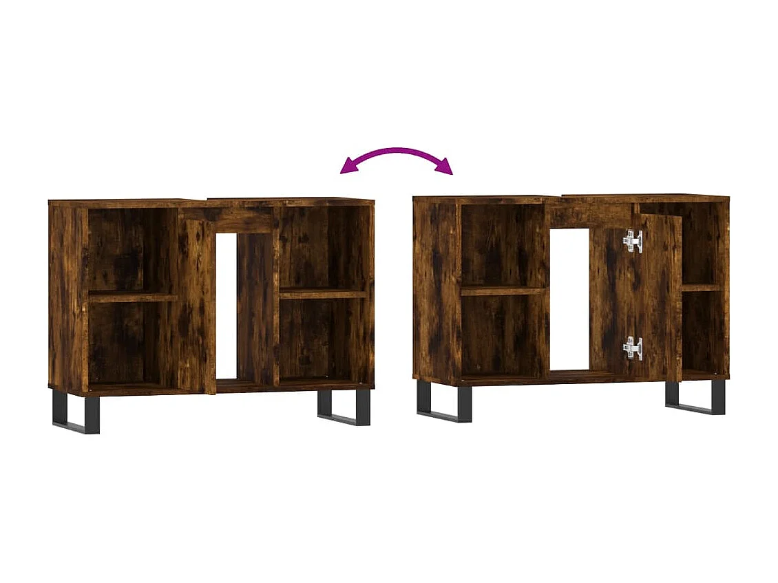 Armoire salle de bain chêne fumé 80x33x60cm bois d'ingénierie