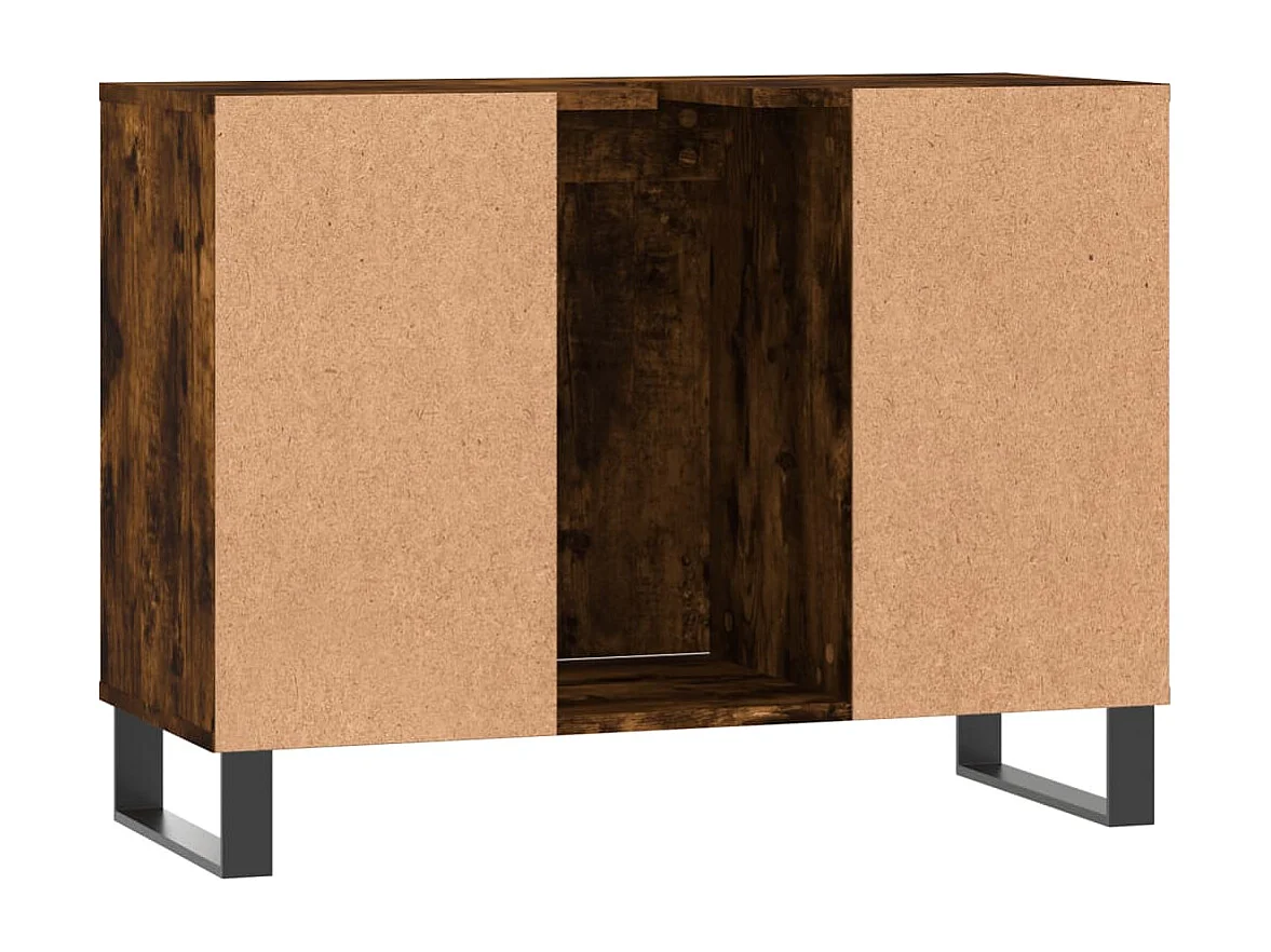 Armoire salle de bain chêne fumé 80x33x60cm bois d'ingénierie