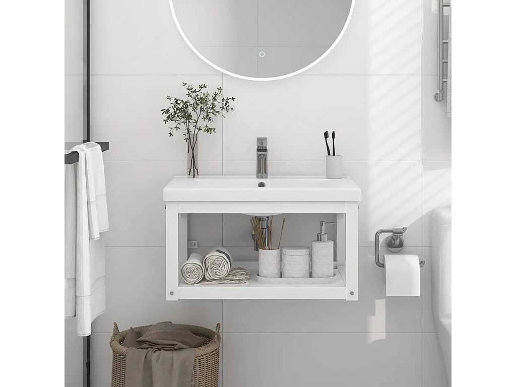 Struttura per Lavabo a Parete Bianca 59x38x31 cm in Ferro