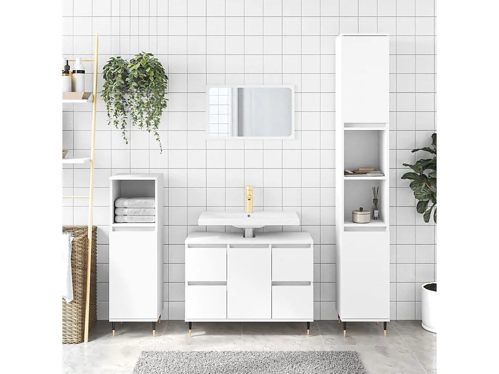 Armoire de salle de bain blanc 80x33x60 cm bois d'ingénierie