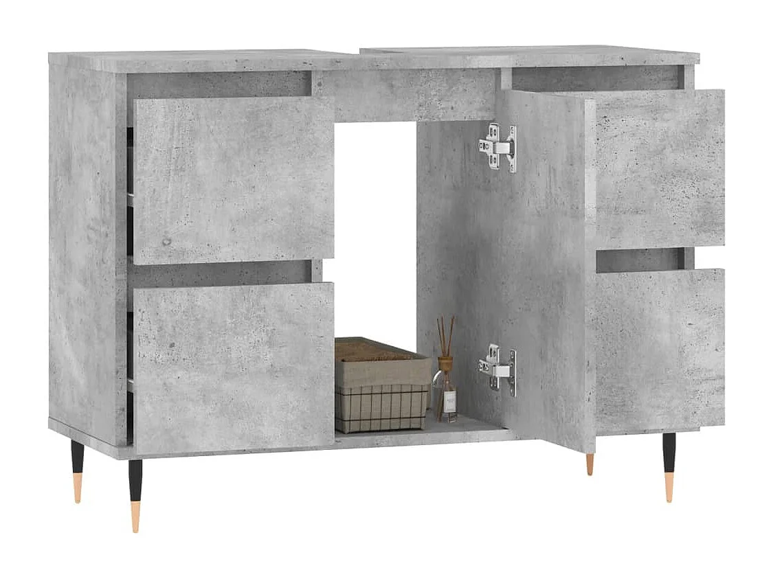 Armoire salle de bain gris béton 80x33x60cm bois d'ingénierie